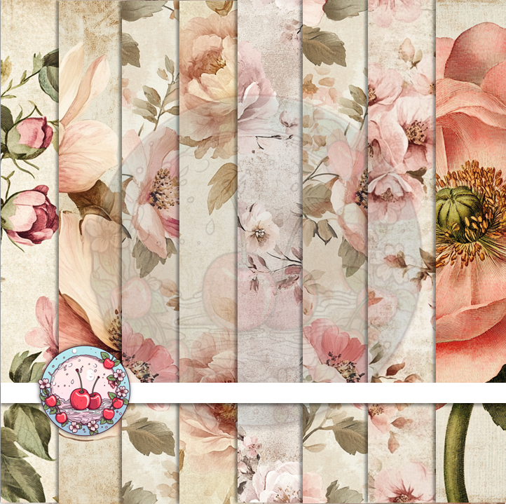 🧁 Vintage Blooms Scrapbook Kit – 100+ Floral Papers & Stickers | Printable 5 Junk Journal Ephemera
