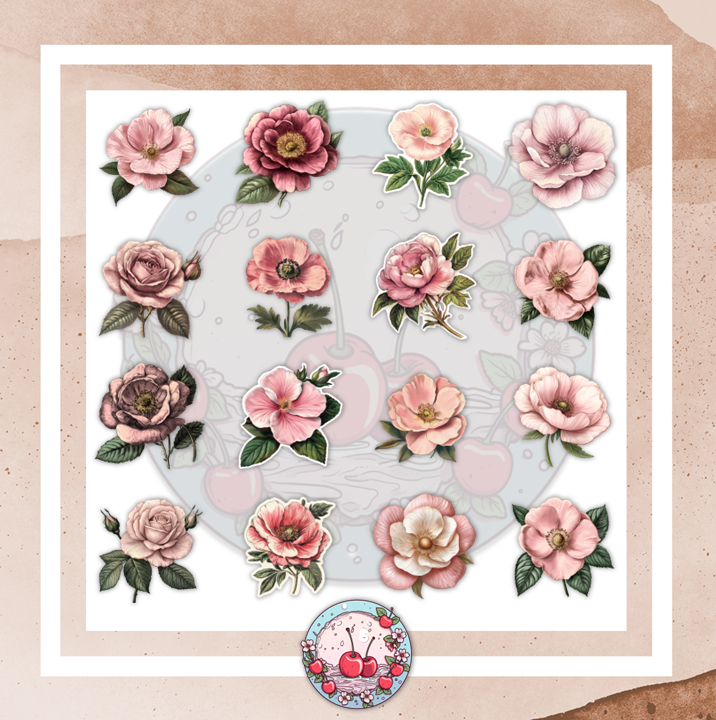🧁 Vintage Blooms Scrapbook Kit – 100+ Floral Papers & Stickers | Printable 5 Junk Journal Ephemera