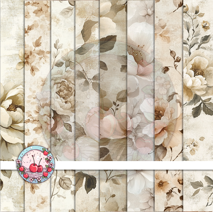 🧁 Vintage Blooms Scrapbook Kit – 100+ Floral Papers & Stickers | Printable 5 Junk Journal Ephemera
