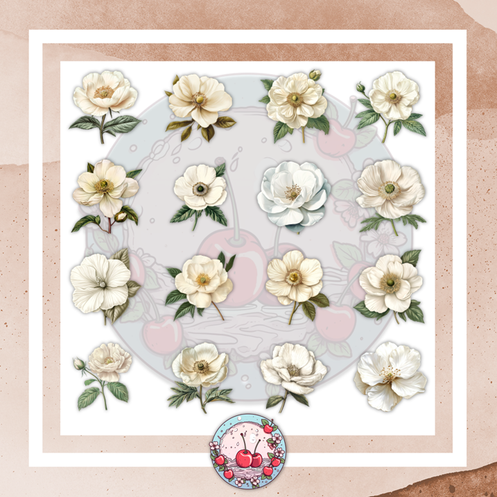 🧁 Vintage Blooms Scrapbook Kit – 100+ Floral Papers & Stickers | Printable 5 Junk Journal Ephemera