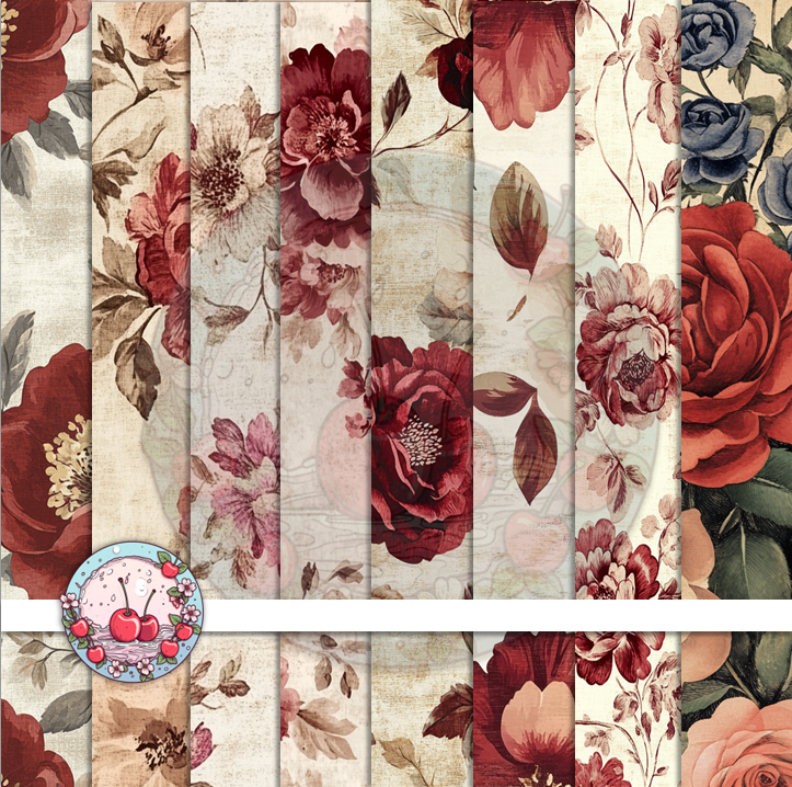 🧁 Vintage Blooms Scrapbook Kit – 100+ Floral Papers & Stickers | Printable 5 Junk Journal Ephemera
